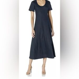Club Monaco Navy Blue Linen Midi Dress